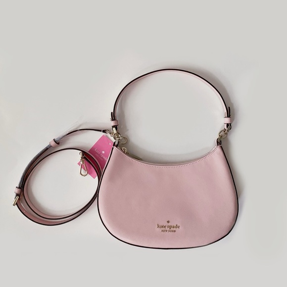 ♠️Kate Spade Staci Saffiano Small Half Moon Shoulder Crossbody Bag, Chalk Pink - Picture 3 of 10